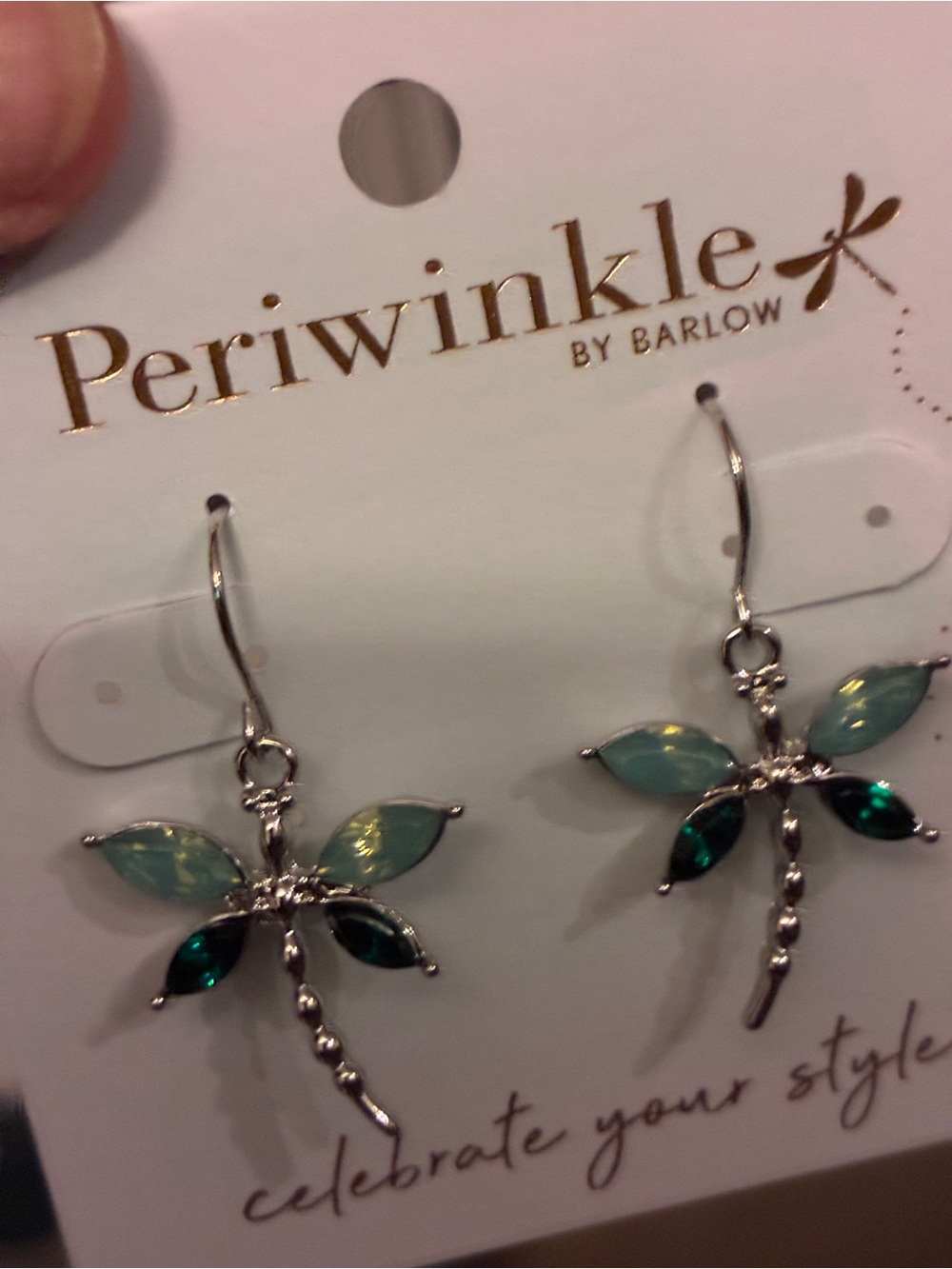 Periwinkle by Barlow Aqua and Teal Dragonfly Dangle Earrings